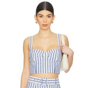 Cara Cara NYC Claudine Top Blue Stripe NWOT
